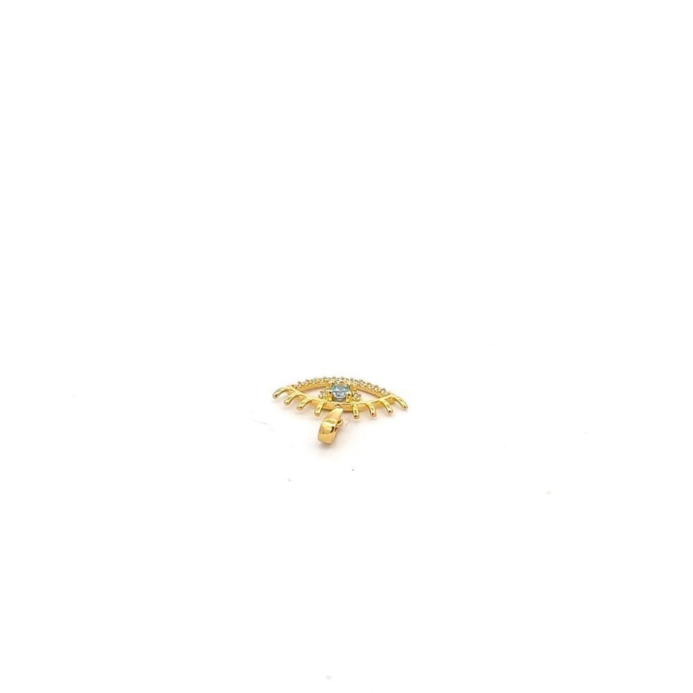 18K Gold Pendant Charm Evil Eye Cubic Zirconia - Picture 11 of 12
